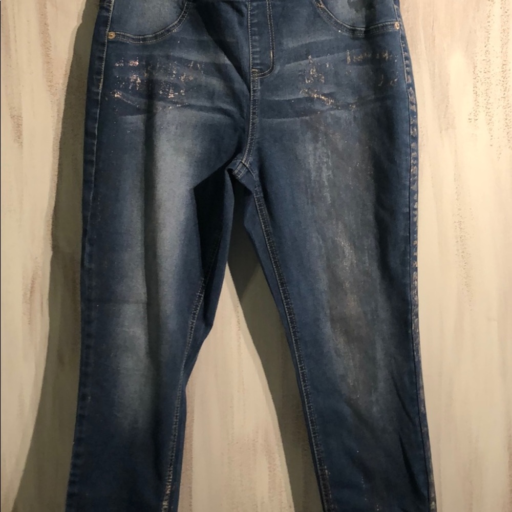 Dark Blue Jeggings with Glitter Paint